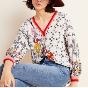 Anthro Vineet Bahl Devi Floral Patterned Blouse xl